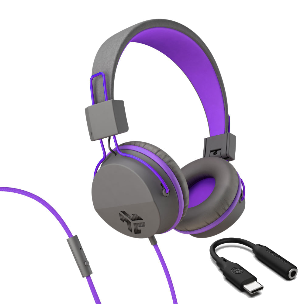 JBuddies Studio On-Ear Kids Wired Type-C Headphones Graphite/Violet